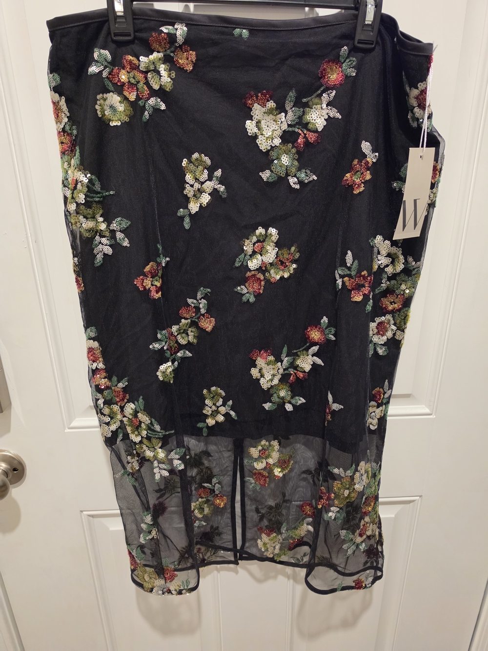 Worthington Black Floral Sequin Midi Skirt And Top Set